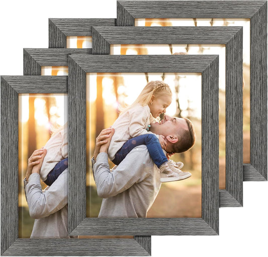 TWING 8 X 10 Picture Frames Set of 6, Rustic Grey Farmhouse Collage Photo Frames Gallery Wall Frame Set for Table Top and Wall Display