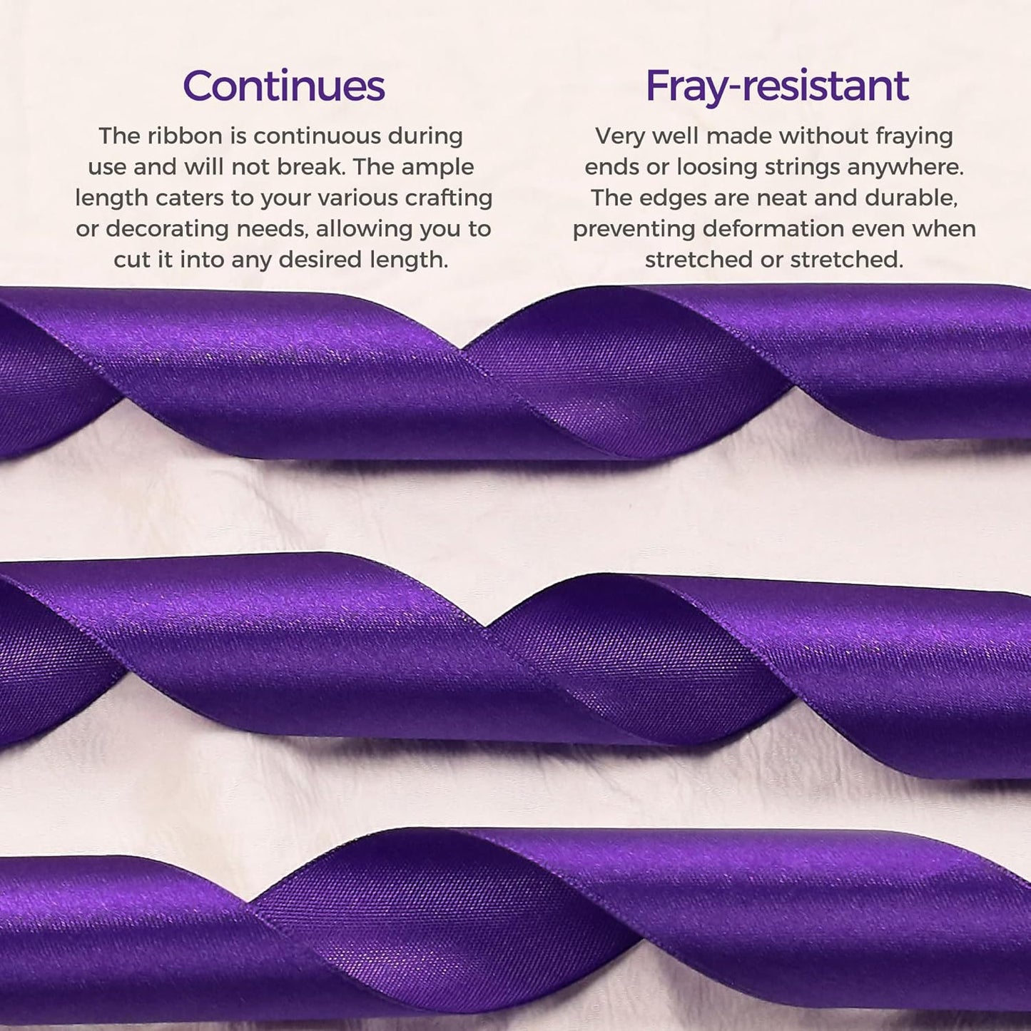 Purple Satin Ribbon 1-1/2 inch X Continuous 100 Yards, Single Face Polyester Ribbon Perfect for Gift Wrapping, Flower Bouquet, Wedding Decor, Crafts, Bow Making, Sewing and More