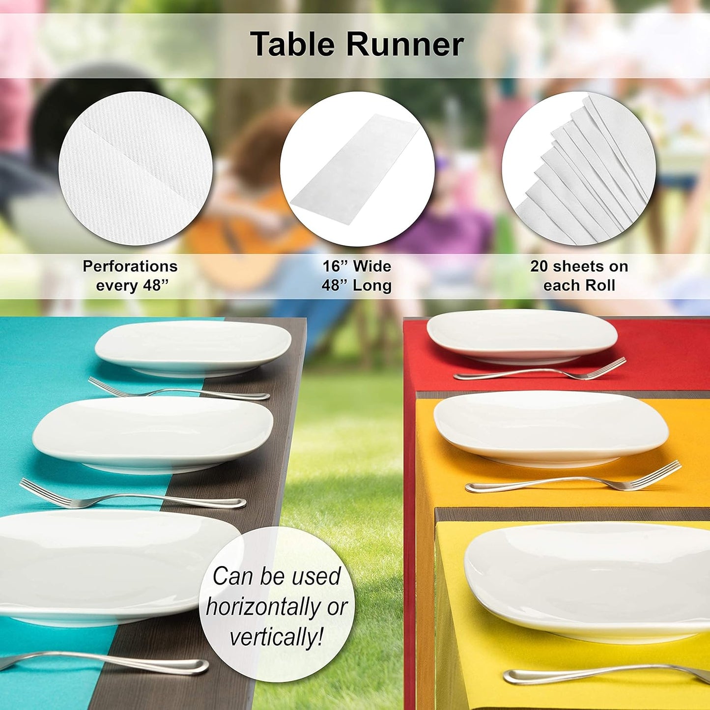 American Homestead Paper Table Runner Roll - 78 ft. Disposable Linen-Like Table Cover Roll - 20 Perforated Table Runners (16" x 48") for Parties, Weddings, and Events - Kiwi Green