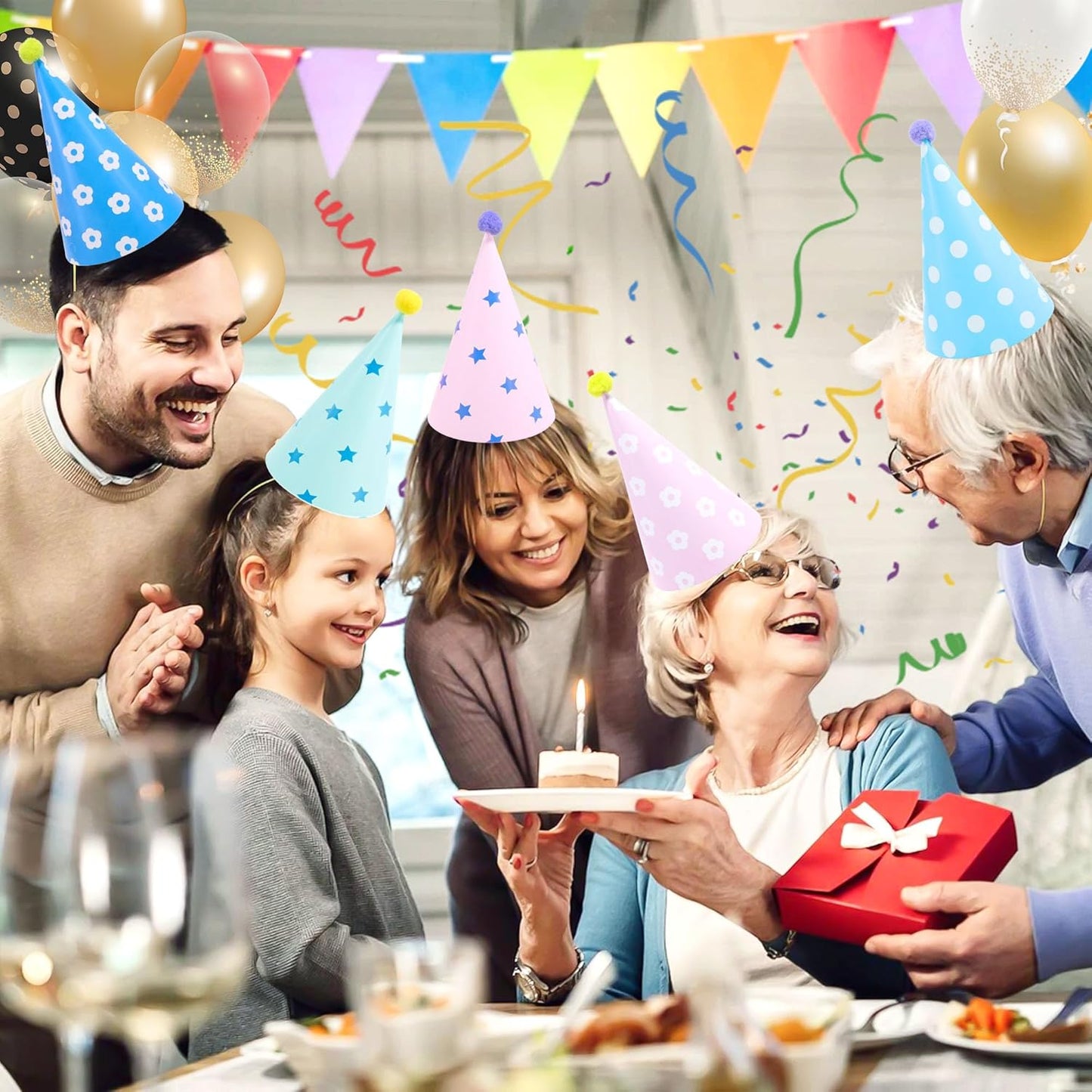 CANREVEL Party Hats for Kids and Adults, Party Headwear, Happy Birthday Hats, Birthday Party Decorations