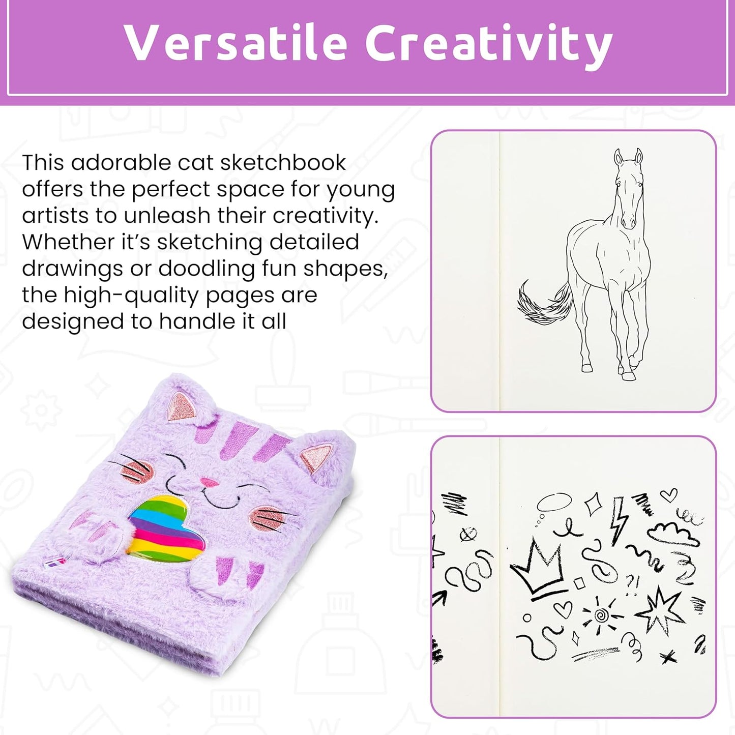 VOTUM Sketch Book: Personalized Artist Sketchbook: Sketching, Drawing and Creative Doodling. Notebook and Sketchbook to Draw and Journal with Stickers and Pens (Cat)