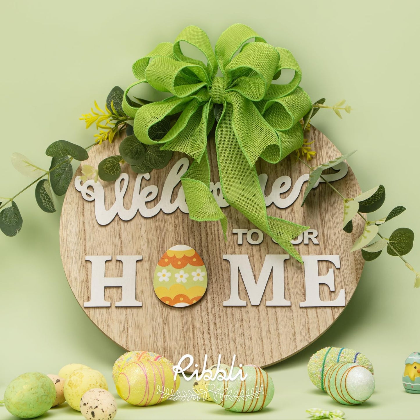 Ribbli Apple Green Burlap Wired Ribbon,1-1/2 Inch x 10 Yard, Wired Edge Ribbon for Big Bow,Wreath,Tree Decoration,Outdoor Decoration