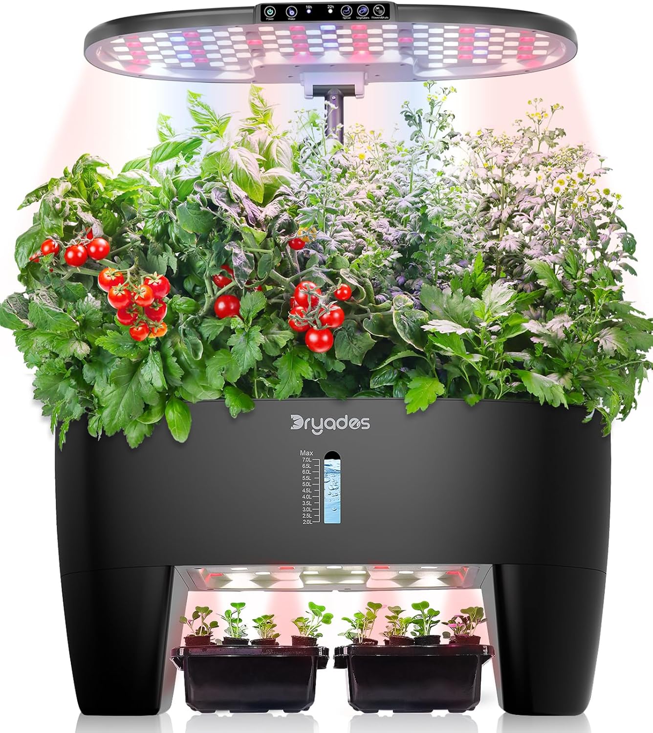 Hydroponic Growing System Kit 16 Pods, Smart Herb Garden with Sprout Mode Can Seedling in Advance & 24W Full Spectrum LED Grow Light, Indoor Garden Planter for Home/Office/School (Black)