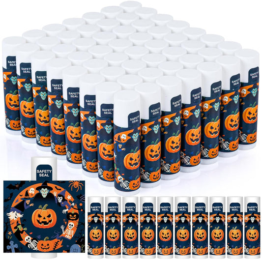 DMSKY 60 Pcs Halloween Lip Balm, Halloween Party Favors Bulk, Halloween Goodie Bags Fillers for Boys Girls