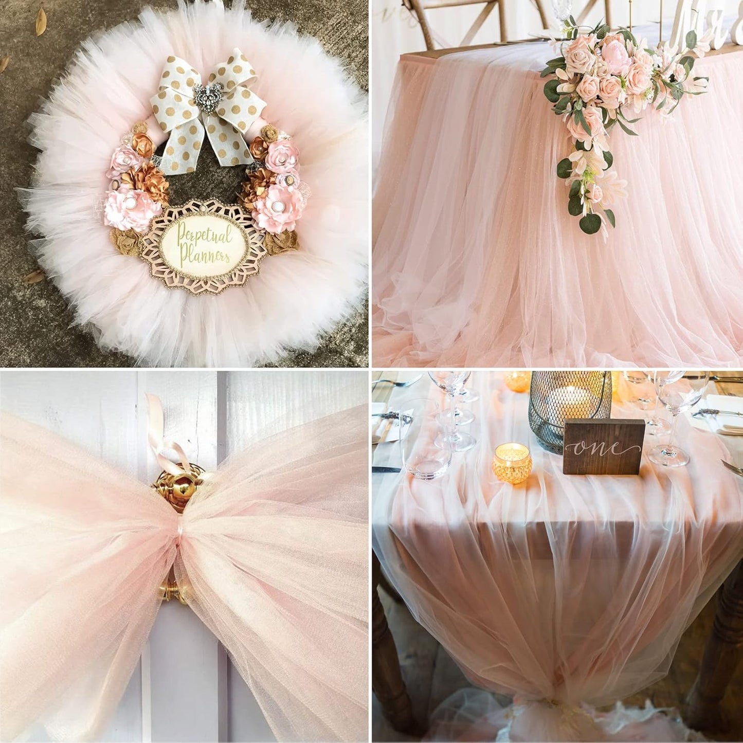 Blush Tulle Fabric Rolls 54 Inch by 40 Yards Tulle Bolt Spool for Wedding Decorations DIY Tutu Baby Shower Table Skirt Ceiling Decor Birthday Party Craft Supplies