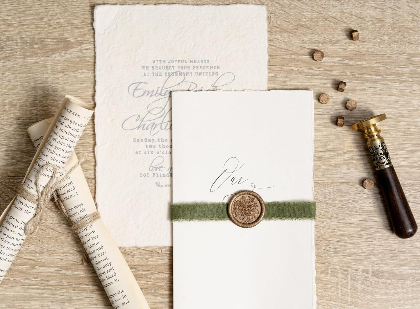 Hunter Green Ribbon 5/8" x 21 Yards with Frayed Fringe Fabric Cotton Ribbons for Gift Wrapping Wedding Invitations Flower Bouquet Baby Shower