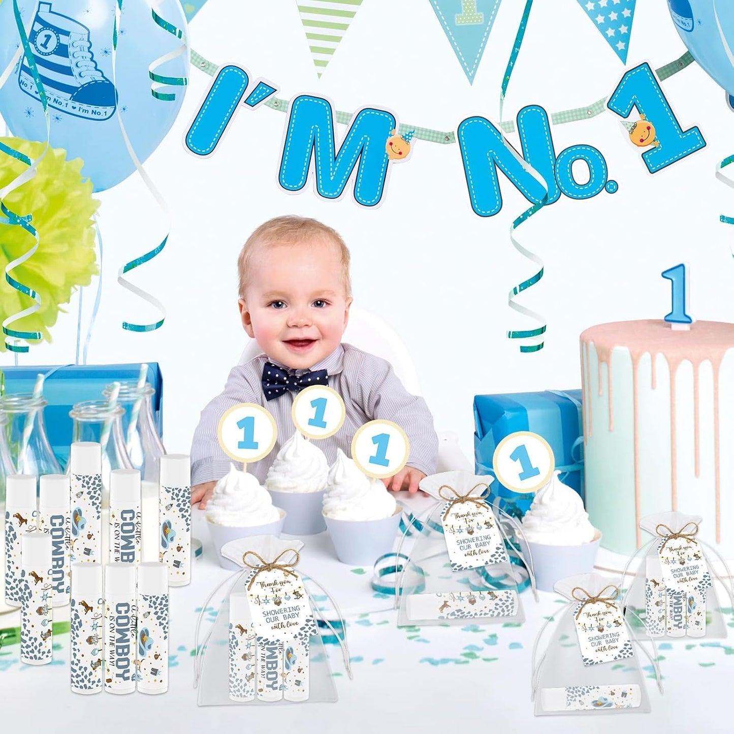 50 PCS Baby Shower Cowboy Lip Balm Bulk Neutral Gender Reveal Boys Girls Games Baby Shower Favors Gifts for Guests Moisturizing Lip Care Cowboy Themed Birthday Party Supplies Decorations