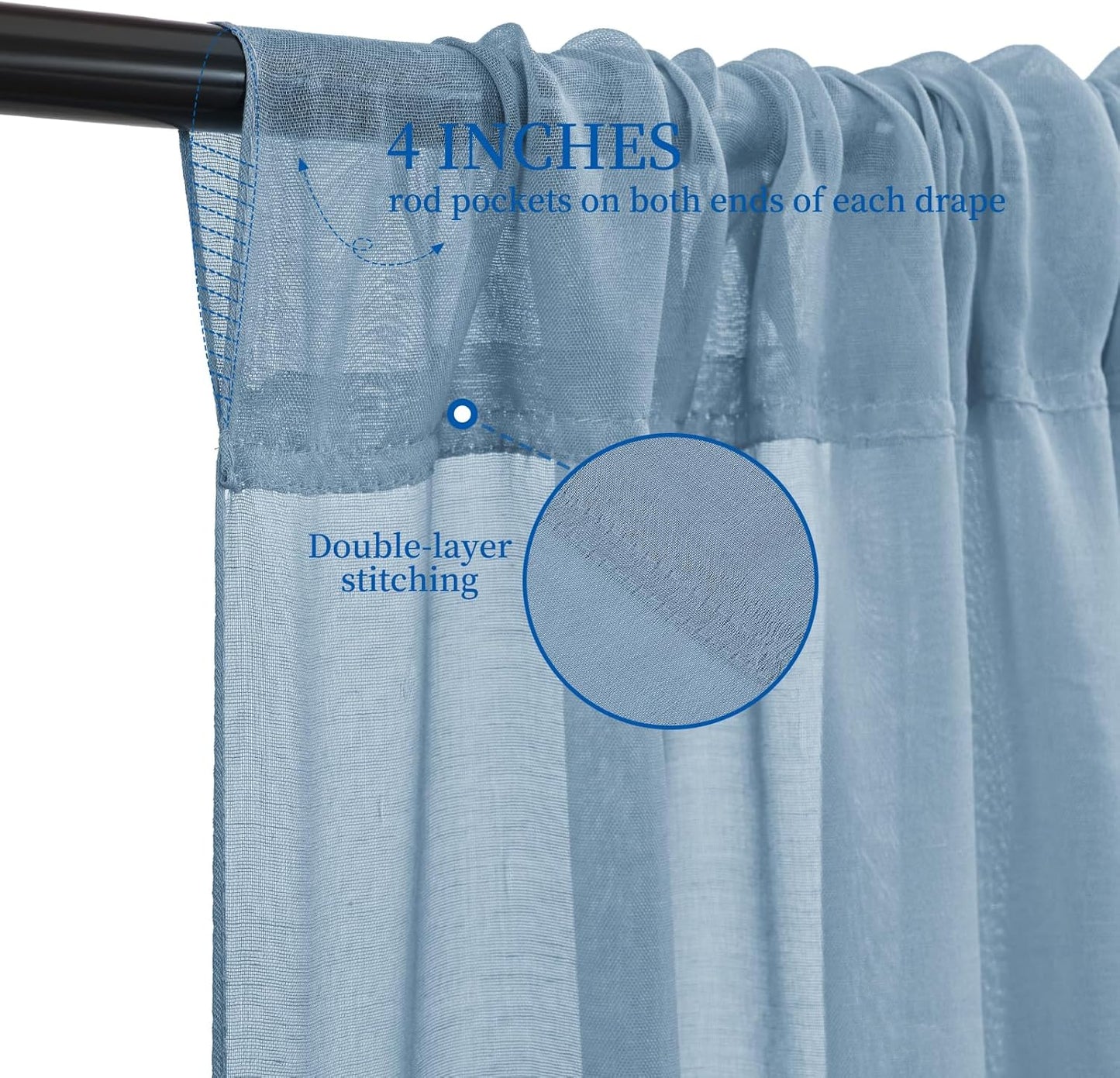 6 Panels Dusty Blue Ceiling Drapes for Wedding, 5ftx40ft Ceiling Drapes Cheesecloth Sheer Fabric Curtain Wedding Arch Draping Fabric Romantic Ceilings Decorations for Weddings Party Ceremony Stage