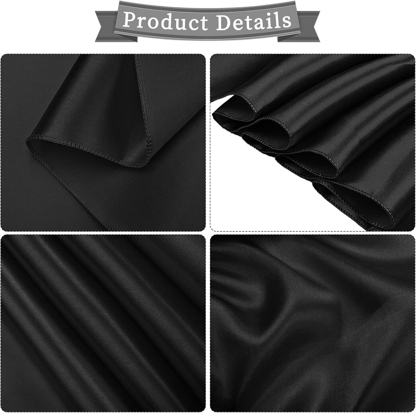 fani 60 PCS Black Satin Chair Sashes Bows Universal Chair Cover for Wedding Reception Restaurant Event Decoration Banquet,Party,Hotel Event Decorations (7 x 108 inch)