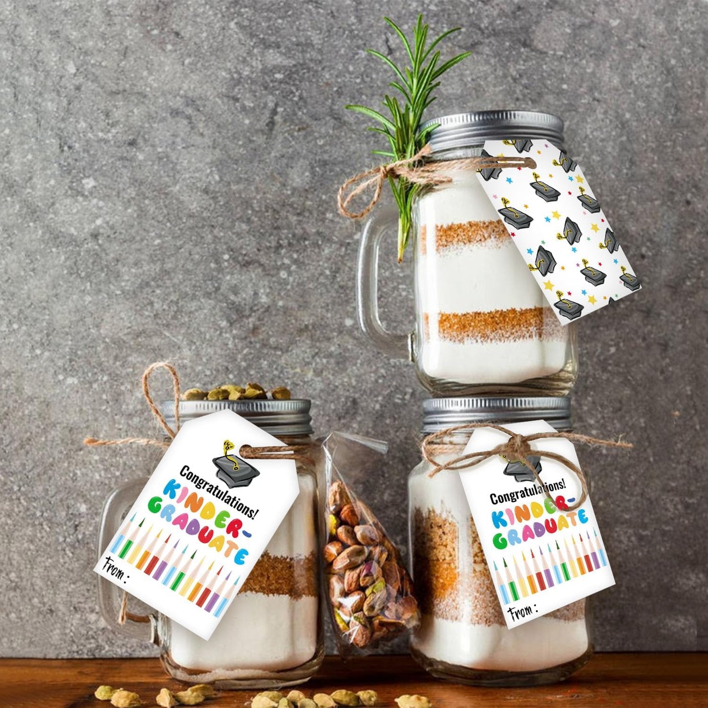 50 Pcs Kindergarten Graduation Gift Tags,Colorful Congratulations Gift Labels for Graduation Party Decoration Favors (Kinder, 2.2 * 3.5)