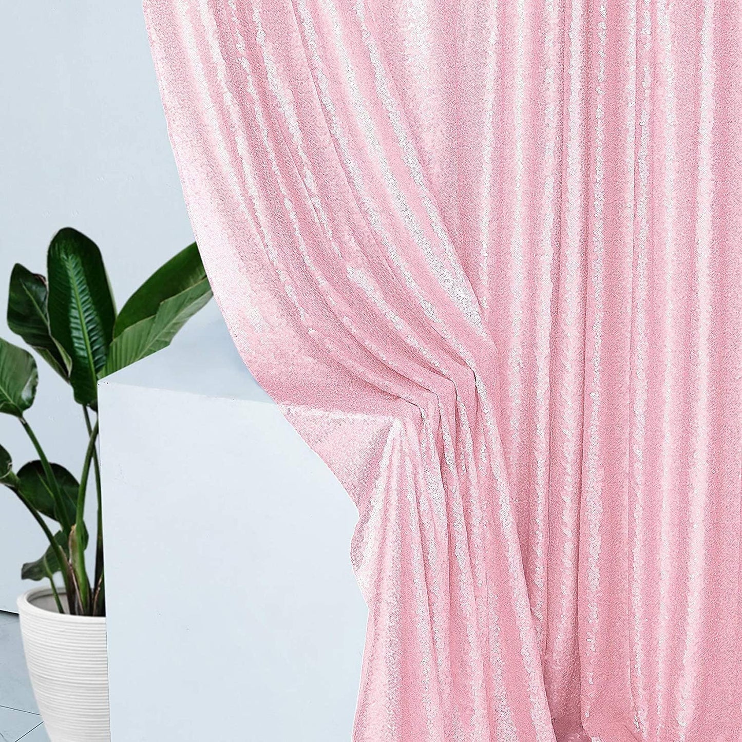 Pink Sequin Backdrop Curtains 2FTX8FT 2 Panels Sparkly Background Drapes for Backdrop Party Birthday Wedding Decor