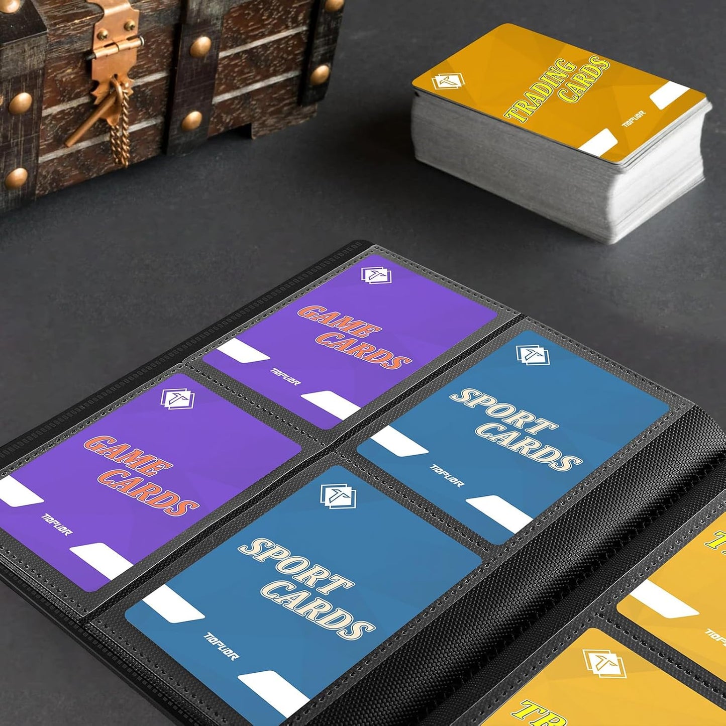 4 Pocket Card Binder for 160 Sleeves, Card Folder Ablum for Trading Cards Collection for Sports Cards, Baseball Cards, Game Cards, Mini TCG Binder Fit for MTG, Gift for Card Collector (Black)