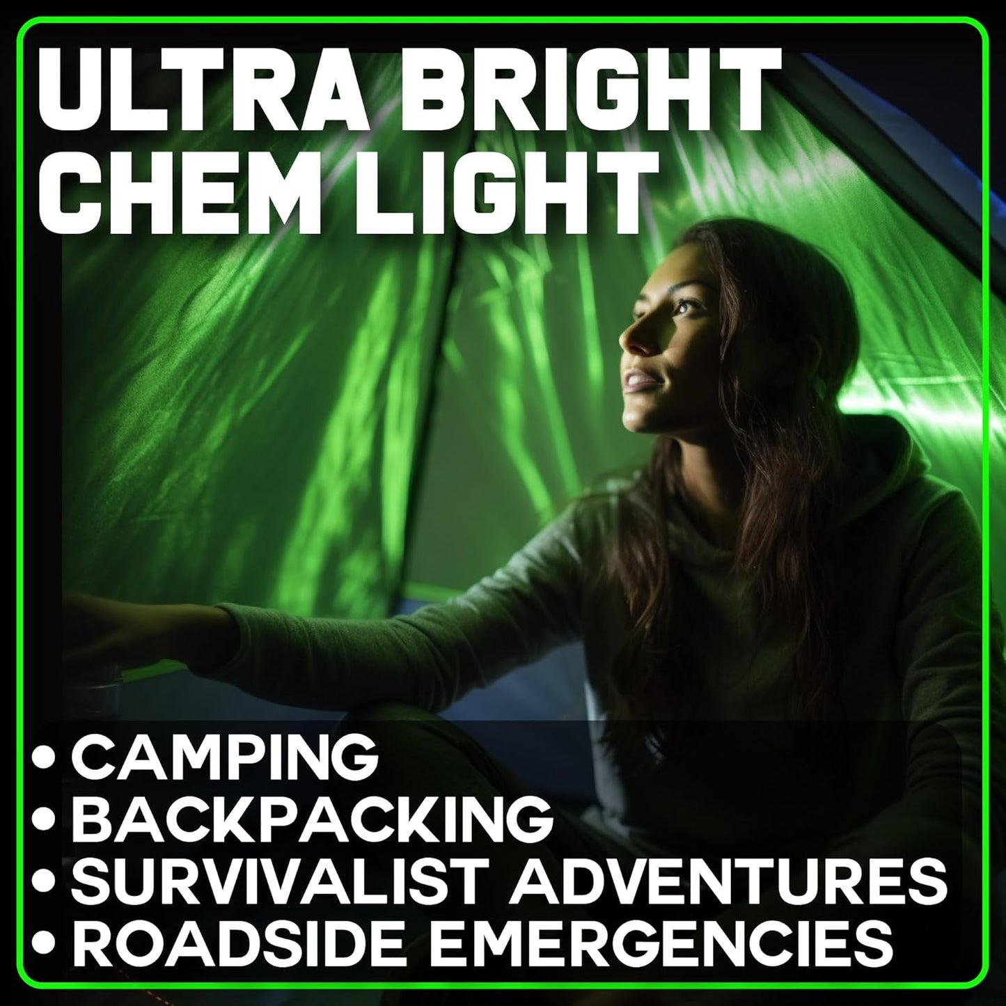 PartySticks Green Glow Sticks Emergency Chem Lights (6", 25 Pack) Military Grade 12 Hour Bulk Tactical Light Sticks for Survival Gear, Camping, Power Outages