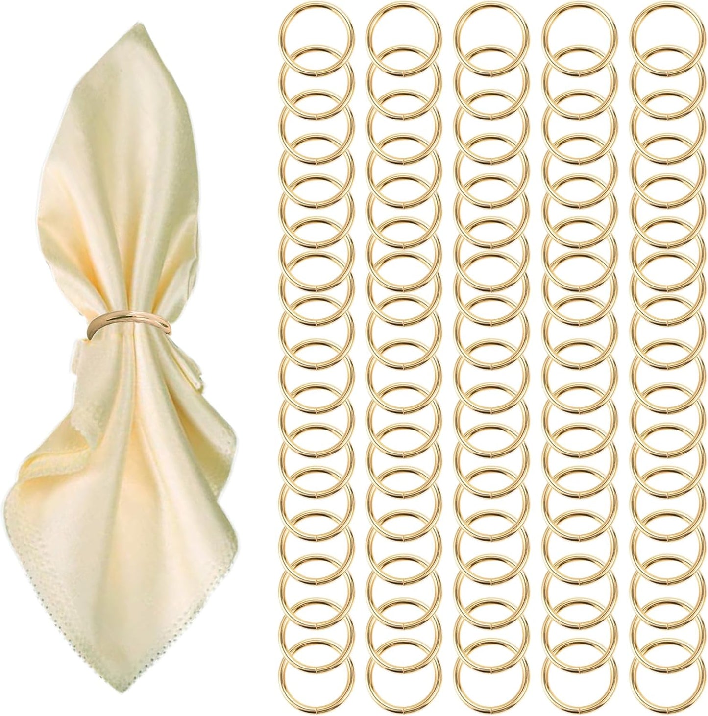 Gold Napkin Rings - 80 Pcs Stainless Steel Napkin Rings,Gold Rotundity Metal Napkin Ring for Table Settings Wedding Christmas Party Dinner Table