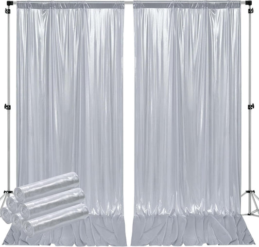 30ftx10ft Silver Sequin Backdrop Curtain for Parties, Wrinkle Free Glitter Photo Backdrop Drapes 6 Panels 5x10FT Back Drop Cloth Shimmer Fabric for Wedding Birthday Photography Background