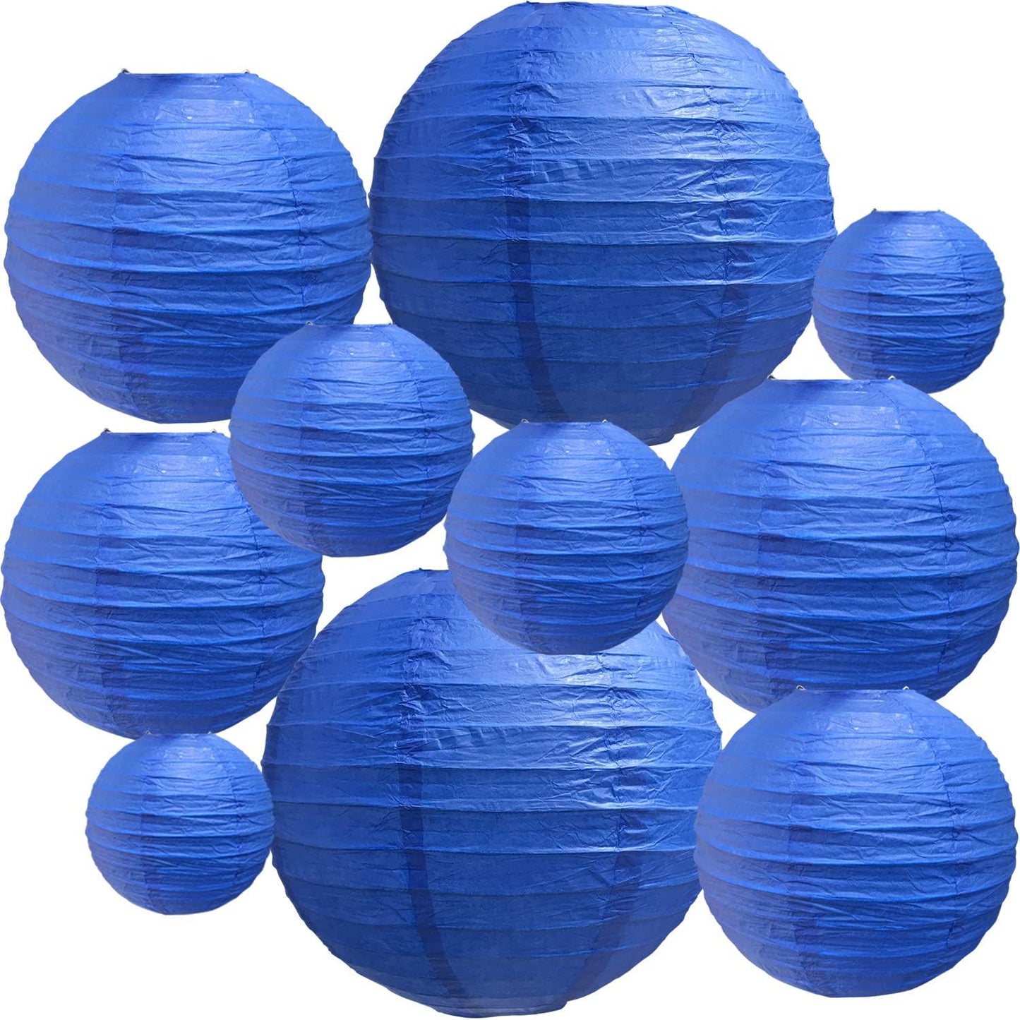 BEISHIDA Dark Blue Round Paper Lanterns Decorative Hanging Asia Chinese Japanese Paper Lanterns Lamp for Birthday Wedding Baby Bridal Shower Hannukah Home Decor Party Decoration（10 Packs）