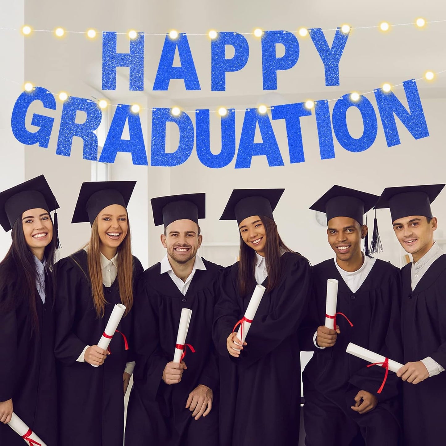 TaoBary 112 Pcs DIY Letter Kit Glitter Customizable Banner Letters Include 107 Letters and Numbers 3 Rope and 2 Needles for Birthday Halloween Christmas Wedding Valentine Party Decor(Dark Blue)