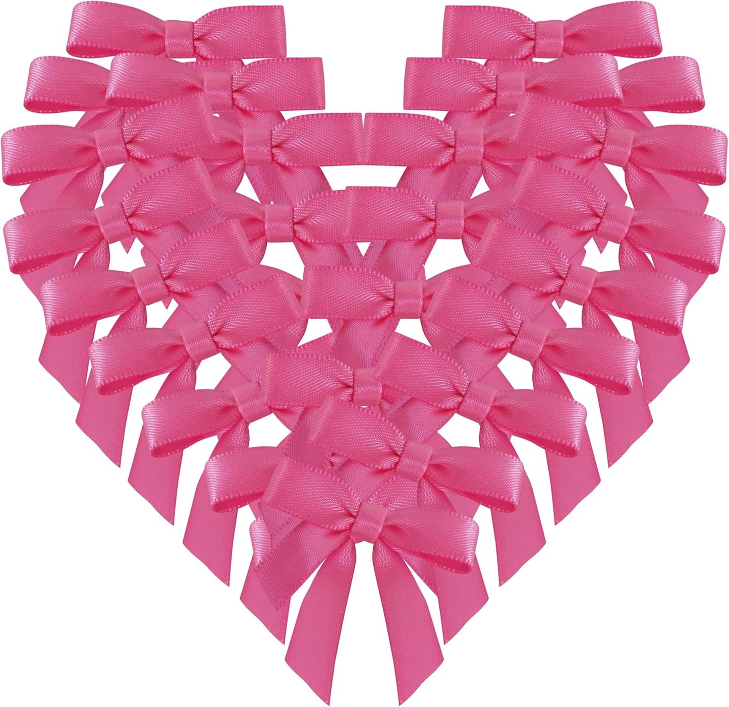 50pcs 1-1/2" Mini Hot Pink Satin Ribbon Bows Without Twist Ties for Crafts Gift Wrapping Packing Christmas Decoration (Hot.Pink)