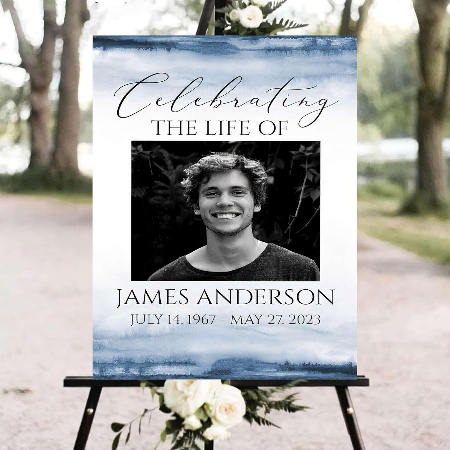Personalized Funeral Welcome Signs, Celebration Of Life Yard Sign, Celebration Of Life Decoration, Custom Memorial Signs, Minimalist Celebrate of Lifes Sign With Photo, Memory Signage For Funerals #5