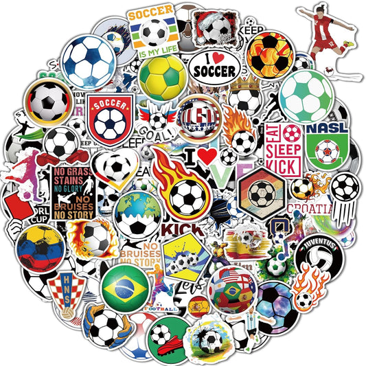 100 Pcs Sport Stickers for Kids, Soccer Water Bottle Stickers, Vinyl Waterproof Laptop Sticker for Water Bottle, Bulk Sticker Packs for Boys Kids Classroom Prizes for Elementary Students