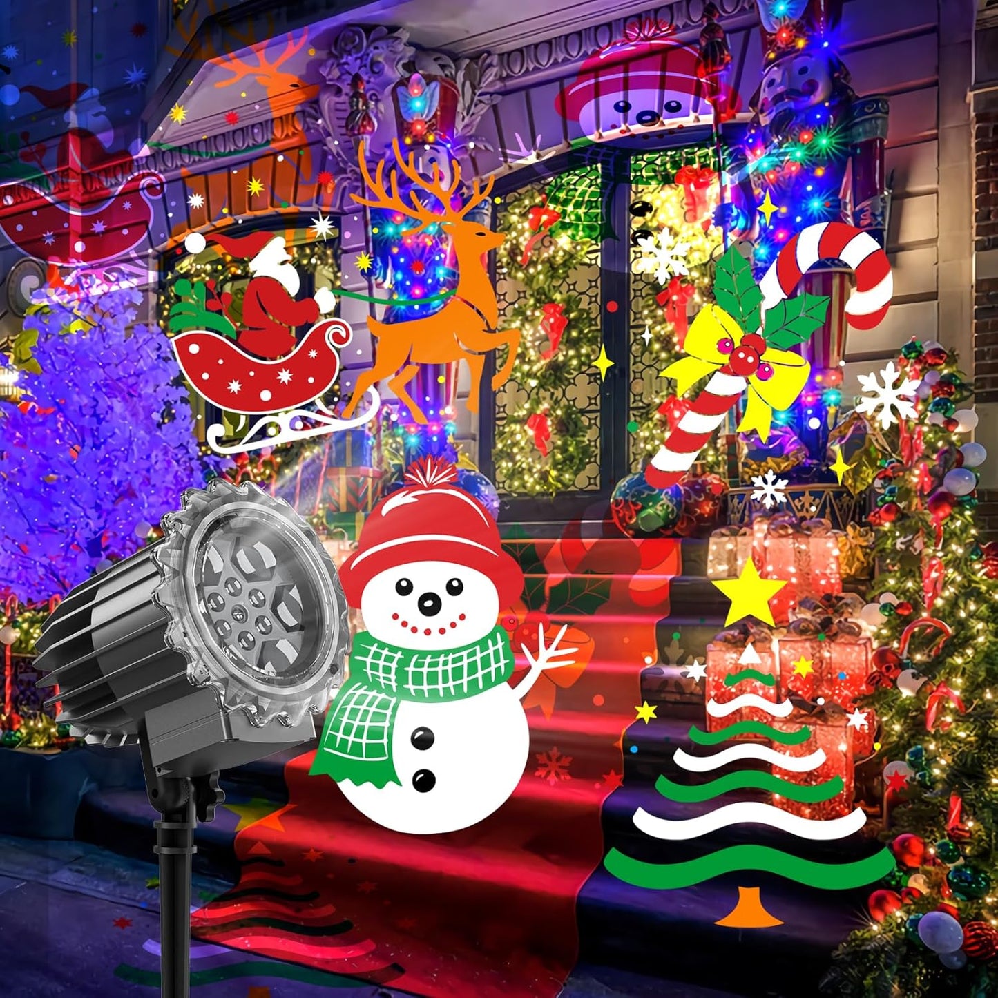 Christmas Projection Lights Outdoor - LED Holiday Projector Lights with Auto Timer and Waterproof Design for Indoor Outdoor Yard, Patio, Garden, Party Decor