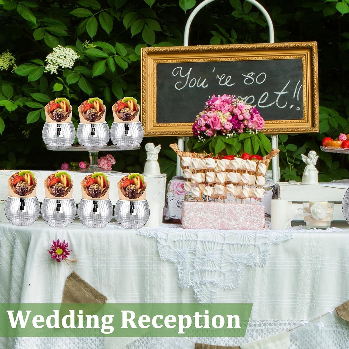 Jinei 12 Pcs Disco Vases Bulk Silver Mirror Disco Ball Flower Glass Ball Planter Candle Holder Glass Vase for Wedding Table Centerpieces Bedroom Office Birthday Decoration (3" X 4")