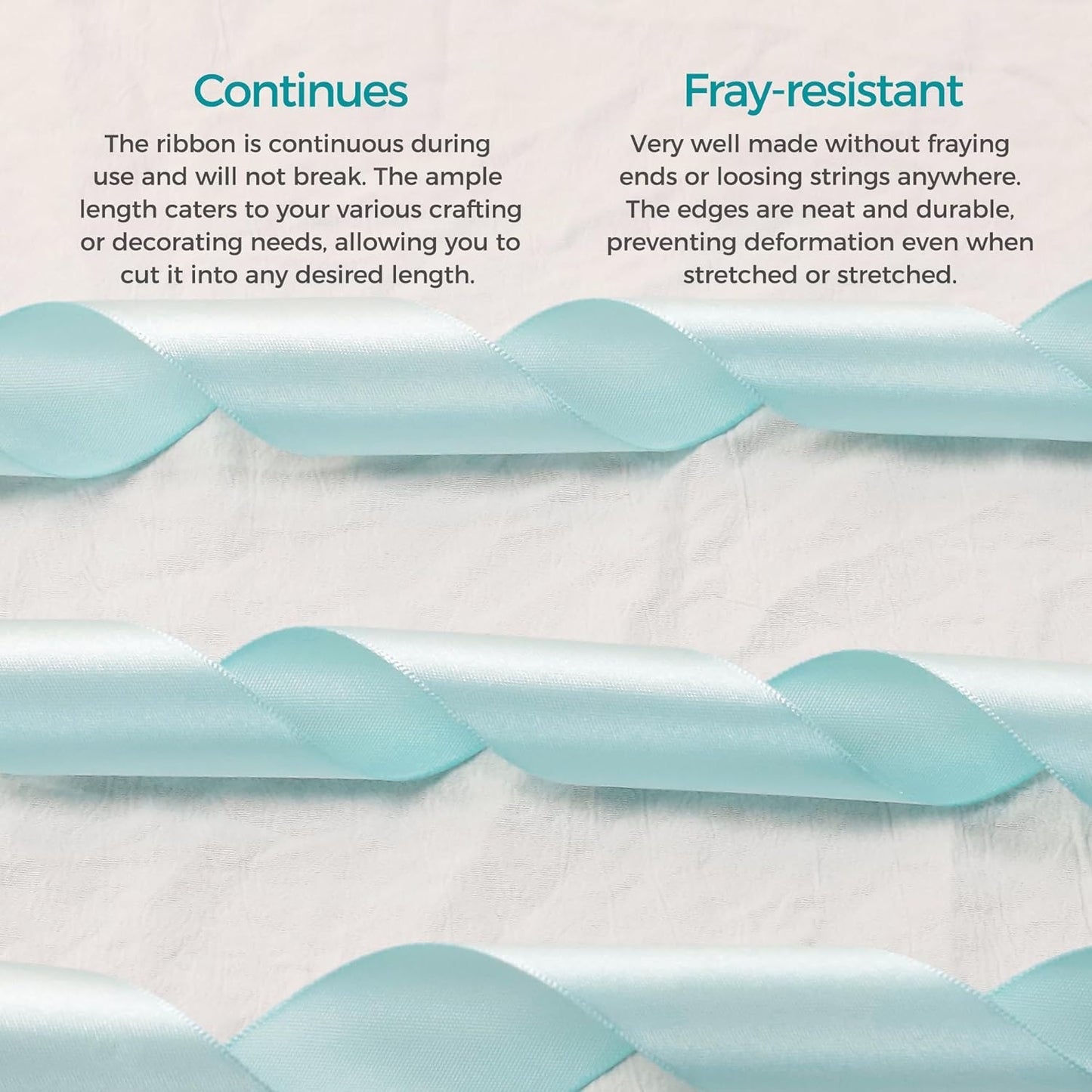 Light Blue Satin Ribbon 1/4 inch X Continuous 50 Yards, Single Face Polyester Ribbon Perfect for Gift Wrapping, Flower Bouquet, Wedding Decor, Crafts, Bow Making, Sewing and More