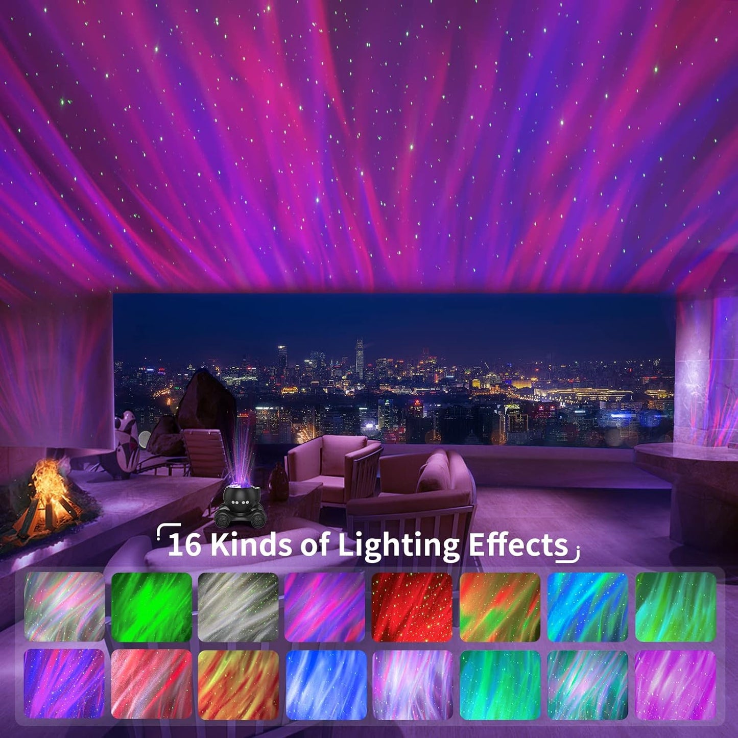 ENOKIK Northern Light Projector, Aurora Star Projector Built-in Bluetooth Speaker, White Noise Machine for Kids Adults, Galaxy Light for Bedroom/Ceiling/Party/Gift (Black)