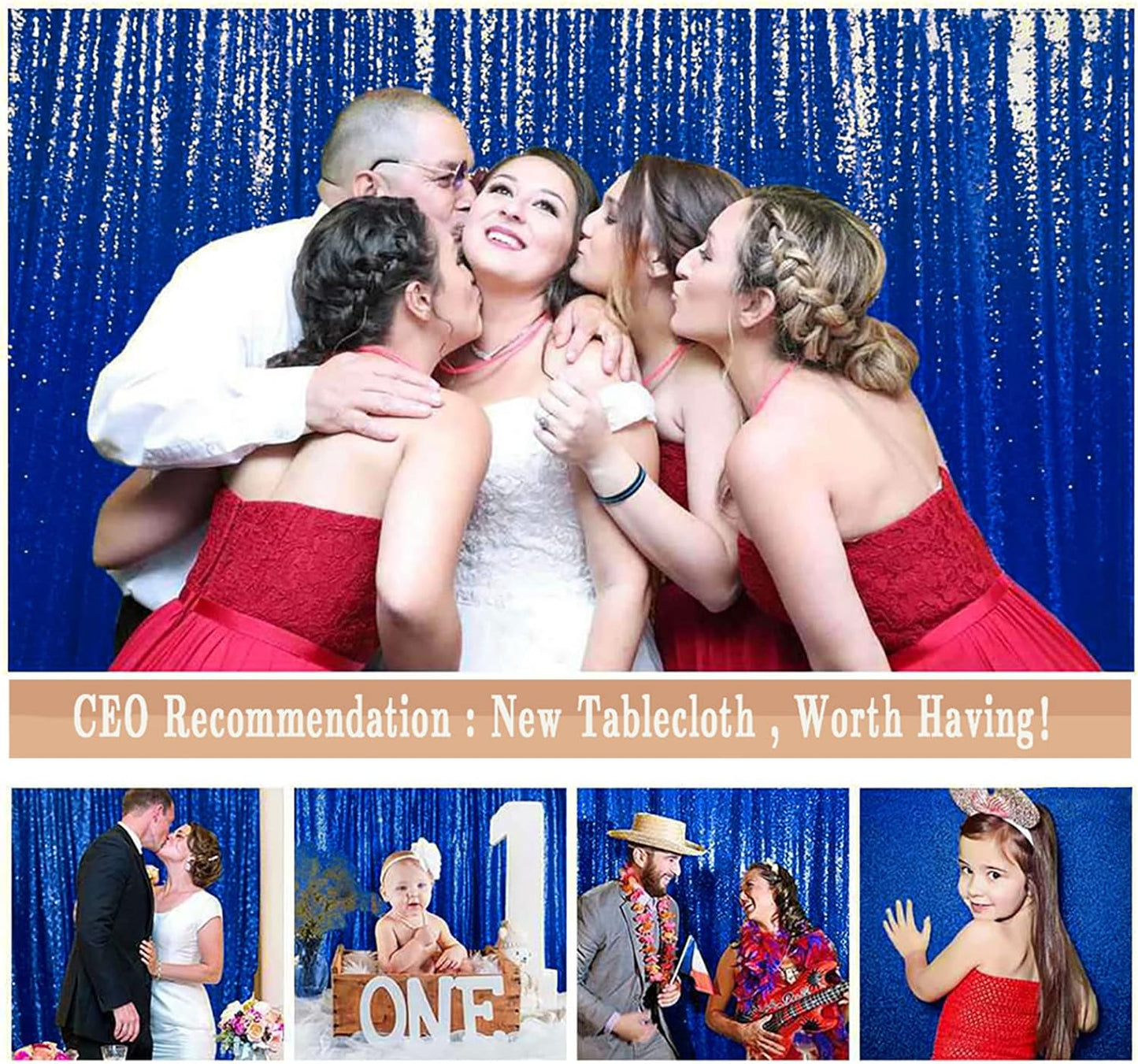 ShinyBeauty Royal Blue Sequin Backdrop 10FTx10FT Photo Backdrop for Wedding Sparkle Backdrop for Photograph Glitter Backdrop for Baby Shower Party Shimmer Fabric Background