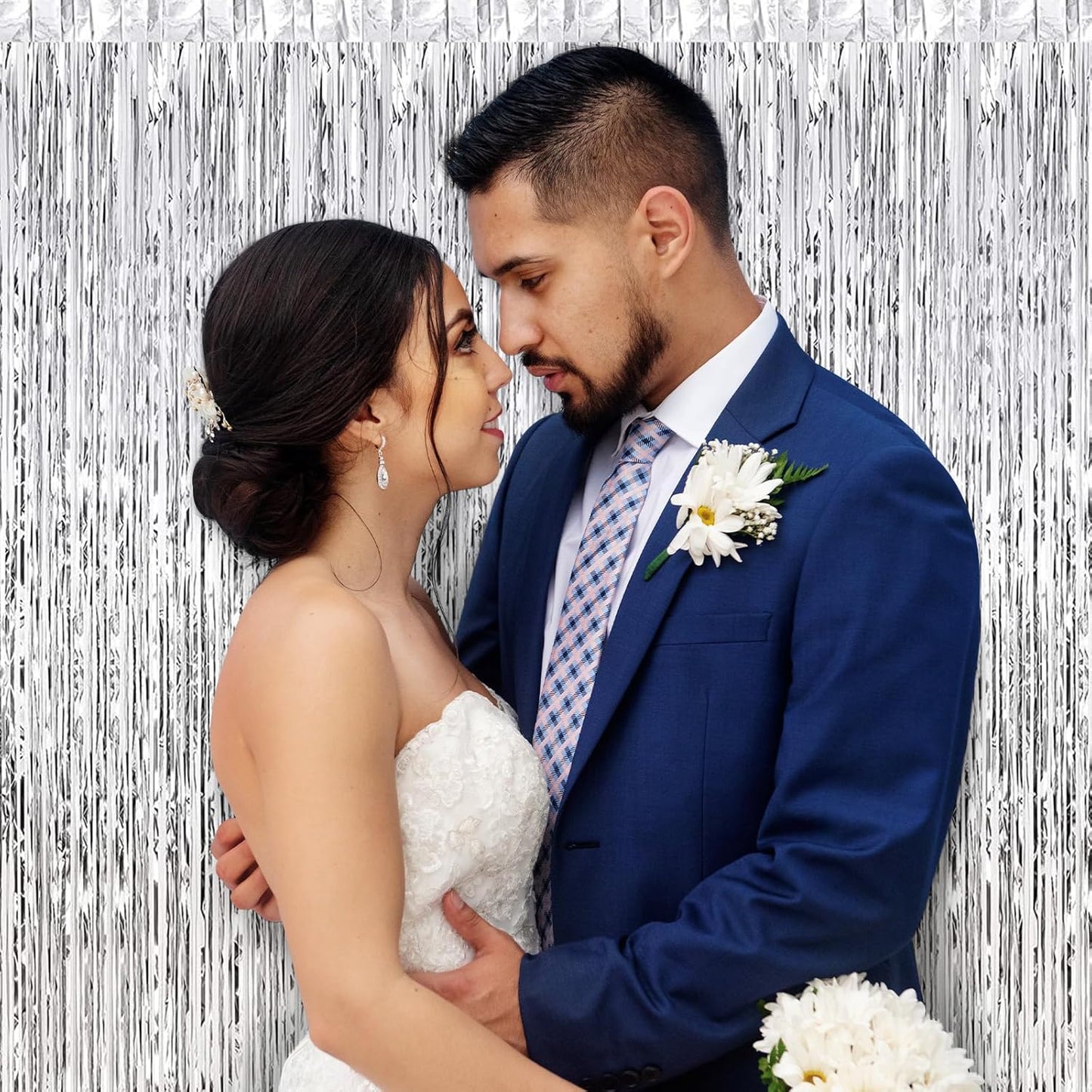 30 Pack Silver Foil Fringe Curtain Backdrop, 3.3x8.2 Feet Metallic Tinsel Streamer Curtains Photo Booth Props for Birthday/Wedding/Bachelorette/Baby Shower/Christmas/New Year/Disco Party Decorations