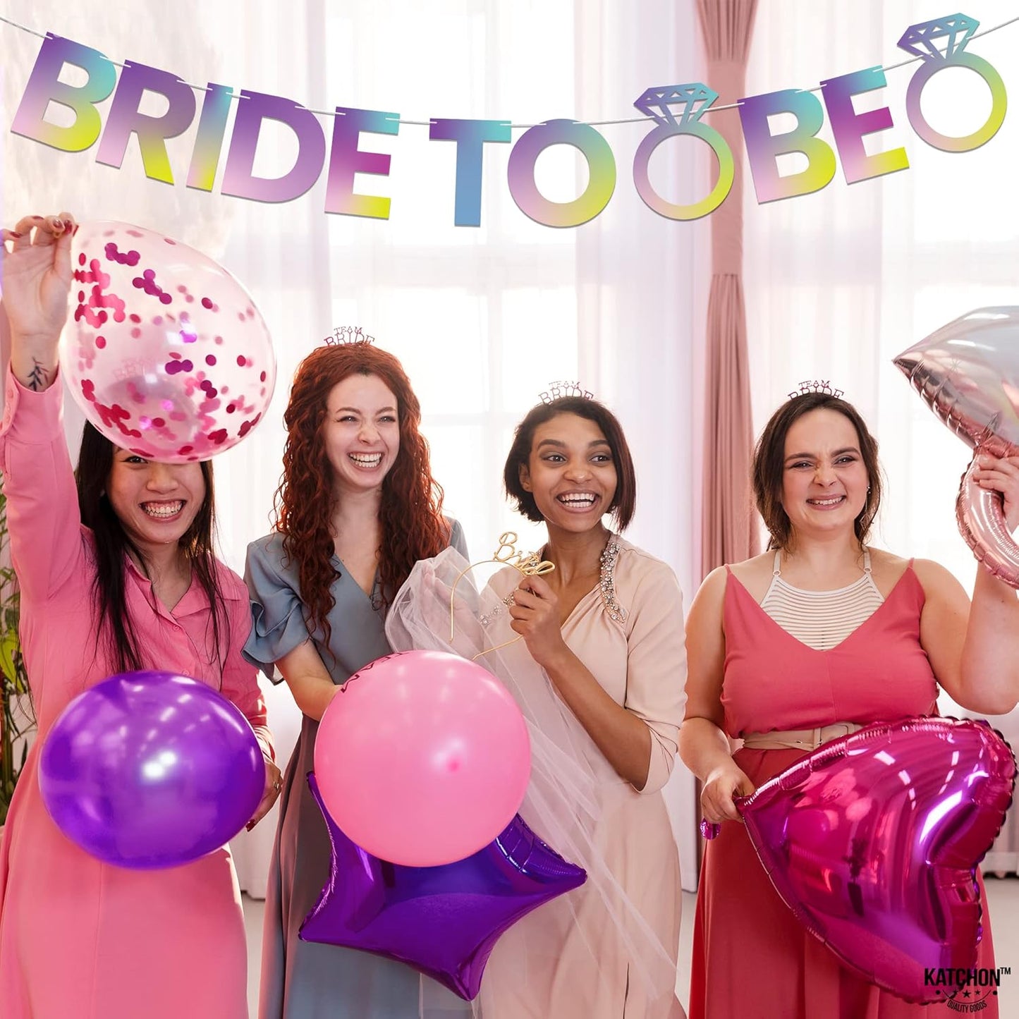 KatchOn, Iridescent Bride To Be Banner Purple - 10 Feet, No DIY | Bride To Be Rainbow Banner, Bachelorette Party Decorations | Bachelorette Sign, bride Bachelorette Decorations | Bridal Party Decoration