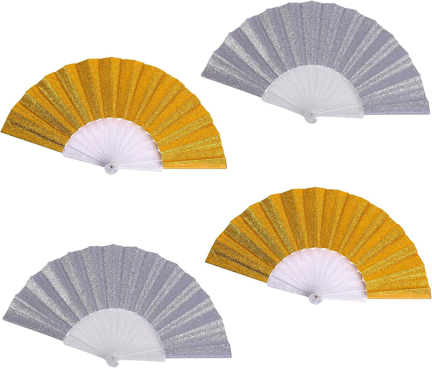 HUNANBANG Glitter Folding Hand Fan for Men Women Acrylic Folding Clack Hand Fan for Music Disco Rave Festival Party Supplies (Glitter slv2gd2)