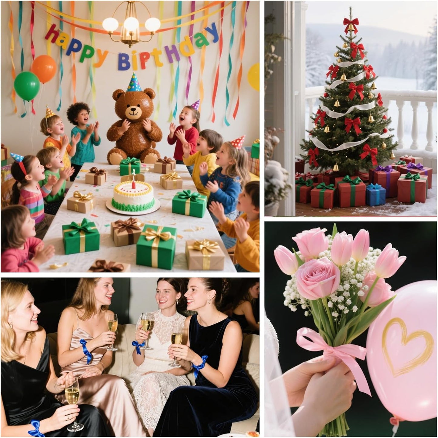 NESCCI 800 Yards Ribbon,3/8 Inch Satin Ribbon,Single Face Satin Ribbons, Perfect for Gift Wrapping,Wedding Decoration,Handmade Bows,Wrapping Bouquet, Halloween, Christmas