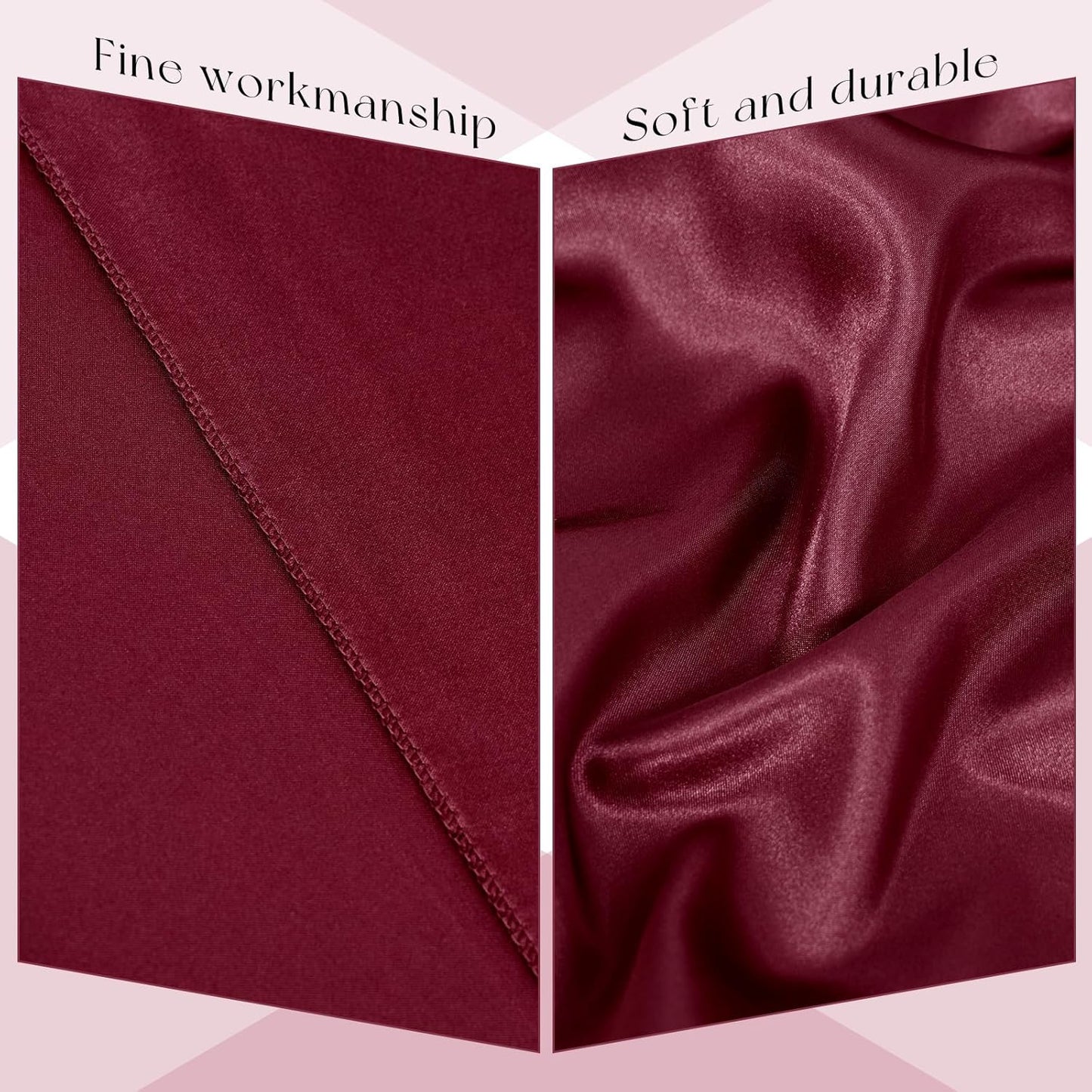 6 Packs Satin Tablecloth 57 x 108 Inch Burgundy Rectangular Table Cloth Silk Tablecloth Smooth Fabric Overlay Satin Table Cover Decoration for Wedding Party Banquet Events
