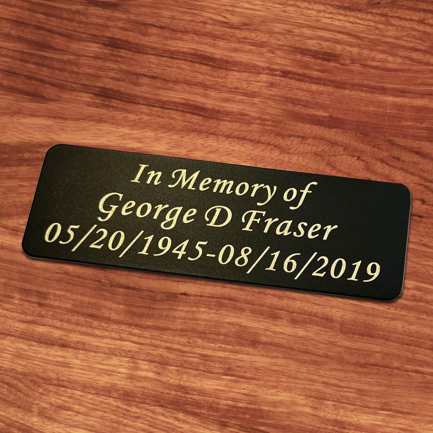 3" W x 1" H Personalized Custom Engraved Solid Brass Plate Frame Name Label Art Tag for Frames with Adhesive Backing or Screws Black