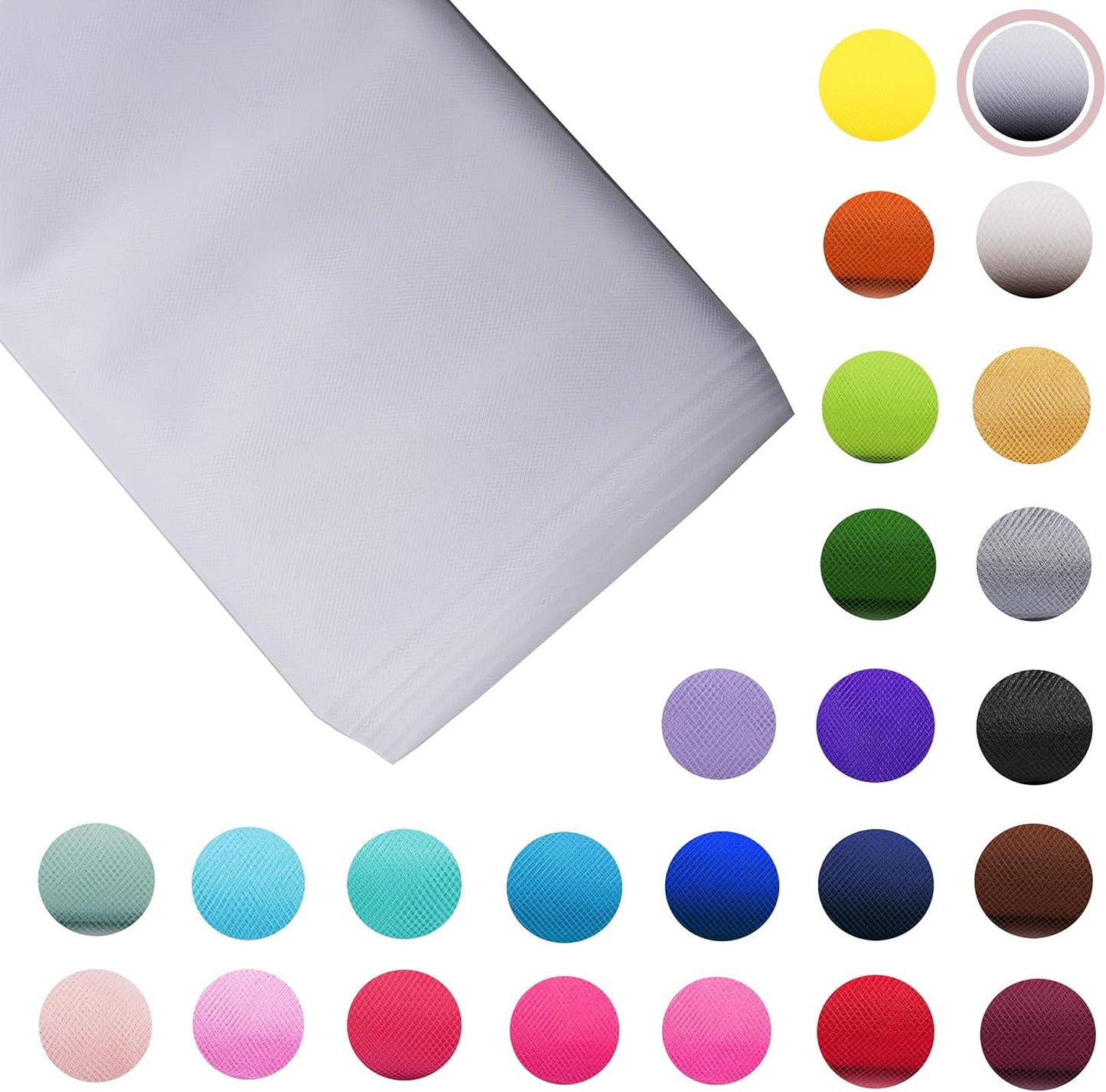 Craft And Party, White Fabric Tulle Roll 54 Inch by 40 Yards (120 ft) Fabric Tulle Bolt for Garden Netting, DIY Tutu Skirt, Wedding and Decoration (White)