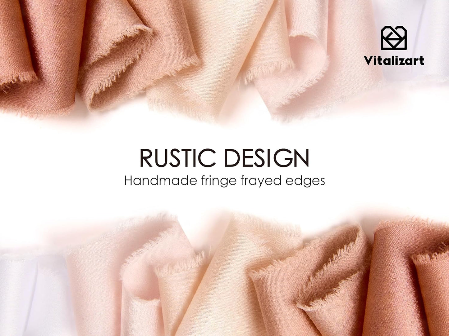 Vitalizart Silk Like Satin Ribbon 1 inch x 25 Yard Nude & White Handmade Frayed Ribbons for Gift Wrapping Baby Shower Wedding Bridal Bouquets Holiday Decor