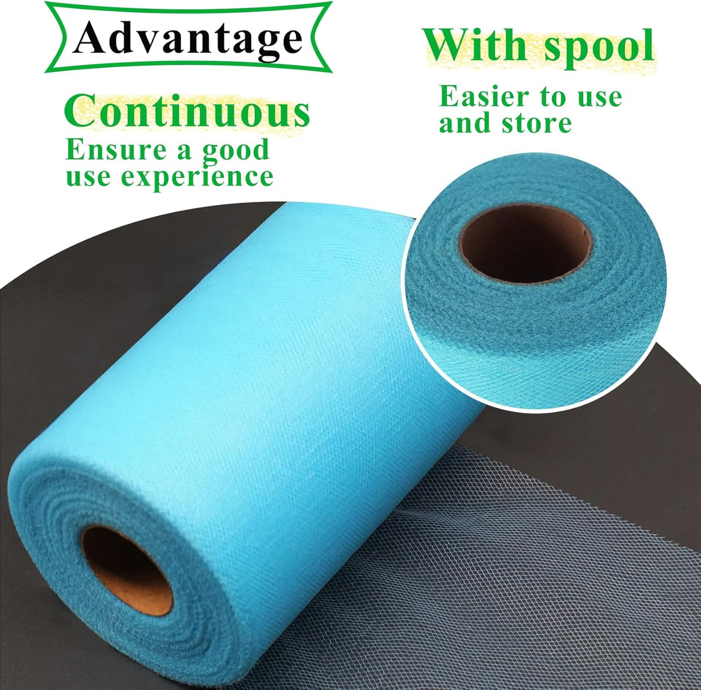 Turquoise Tulle Fabric Rolls 6 Inch by 100 Yards (300 feet) Fabric Spool Tulle Ribbon for DIY Tutu Bow Baby Shower Birthday Easter Party Wedding Decorations Christmas Craft Supplies