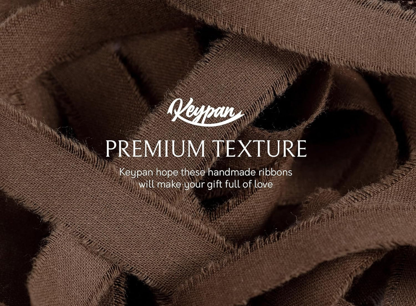 Brown Ribbon 5/8" x 21 Yards with Frayed Fringe Fabric Cotton Ribbons for Gift Wrapping Wedding Invitations Flower Bouquet Baby Shower