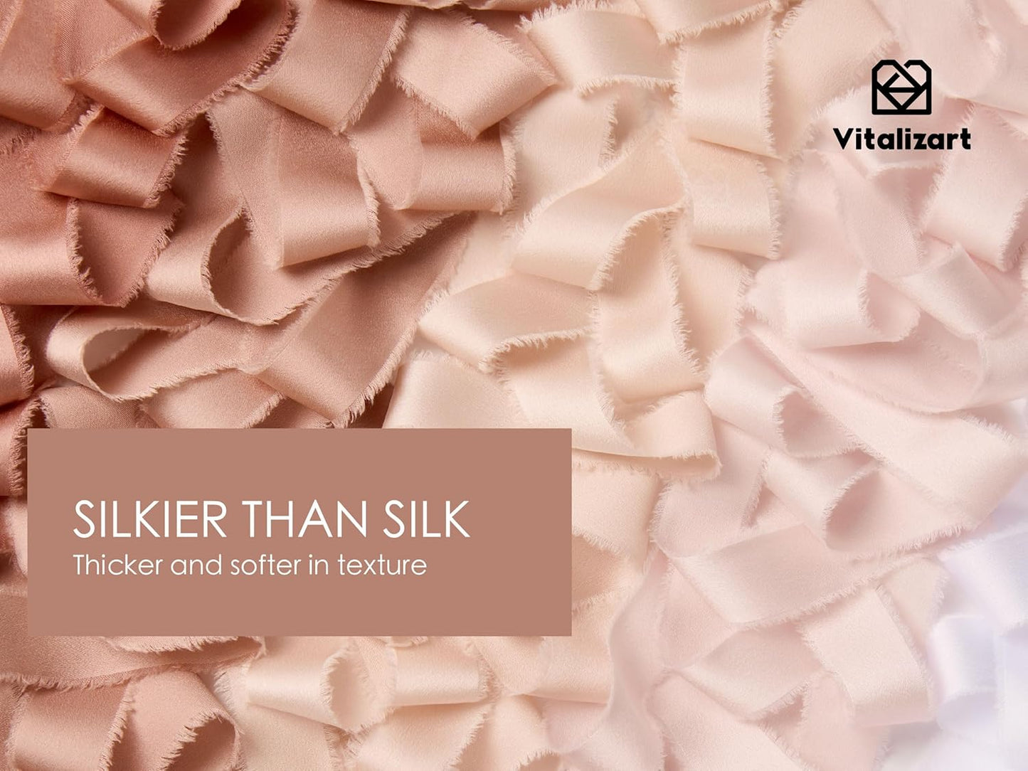 Vitalizart Silk Like Satin Ribbon 1 inch x 25 Yard Nude & White Handmade Frayed Ribbons for Gift Wrapping Baby Shower Wedding Bridal Bouquets Holiday Decor