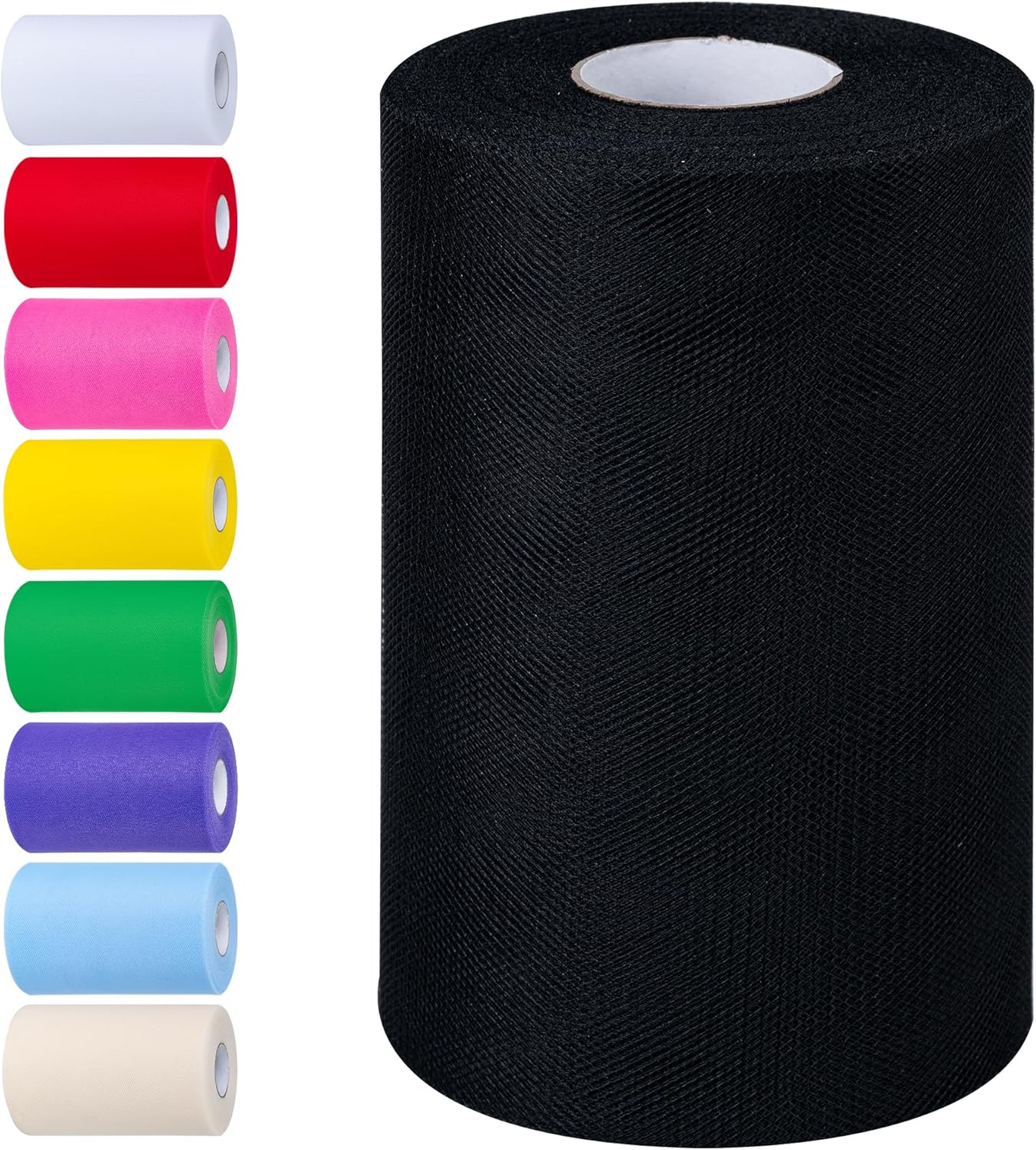 Black Tulle Fabric Rolls 6 Inch by 100 Yards (300 feTulle Roll Spool Fabric for DIY Tutu Skirt Baby Shower Birthday Party Wedding Decorations Christmas Craft Supplies (Black)