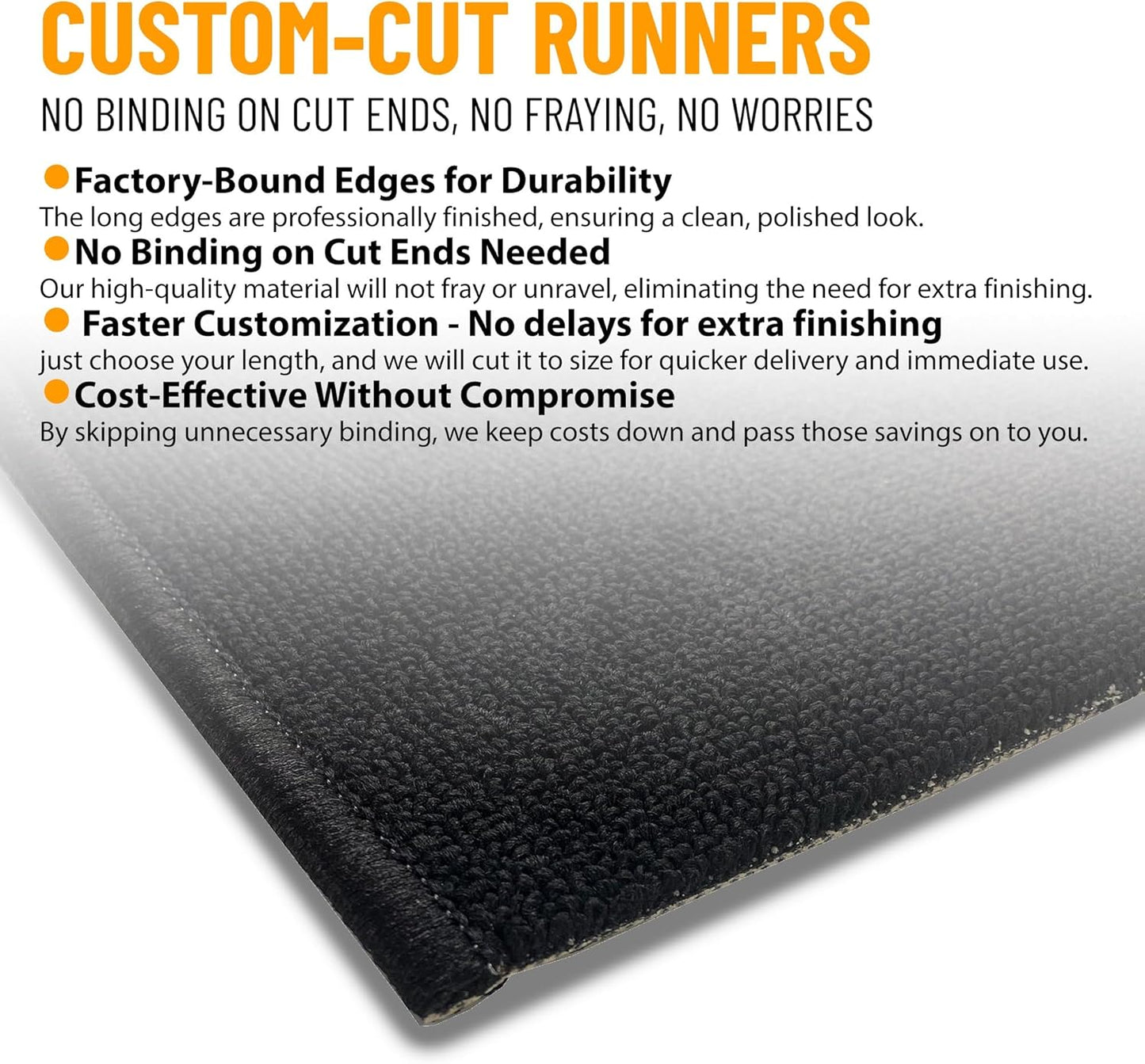 Ottomanson 2x20 Non Slip Extra Long Hallway Runner Rug with Rubber Backing - Solid Modern Kitchen Rug for Bedroom or Living Room, Black, 2' x 20'