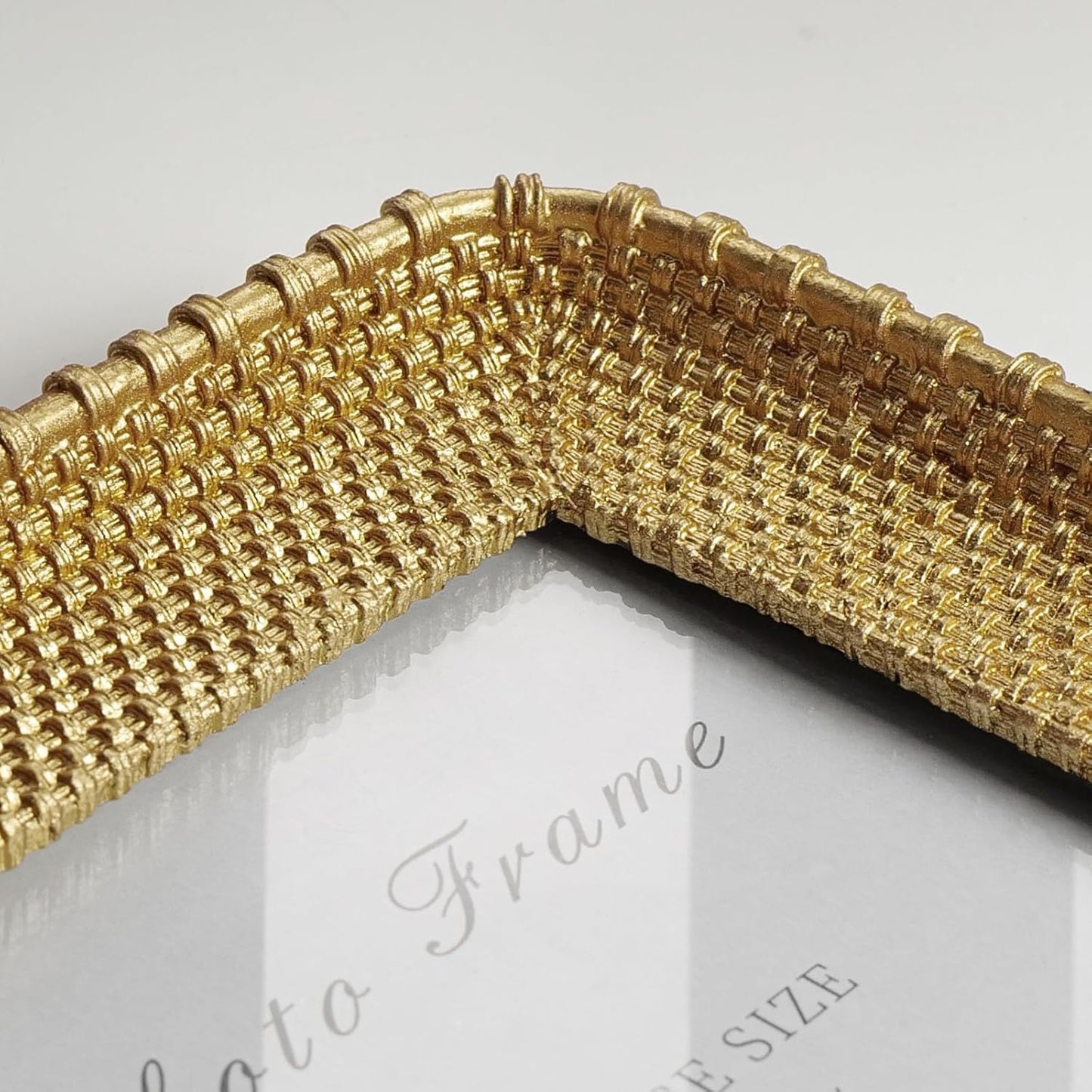 Cuspin 8x10 Picture Frame Gold, Vintage Gold Frames Rattan Textured Hand-Crafted Resin Photo Frame with Glass Front for Tabletop Display & Wall Display, Retro Design Home Decor