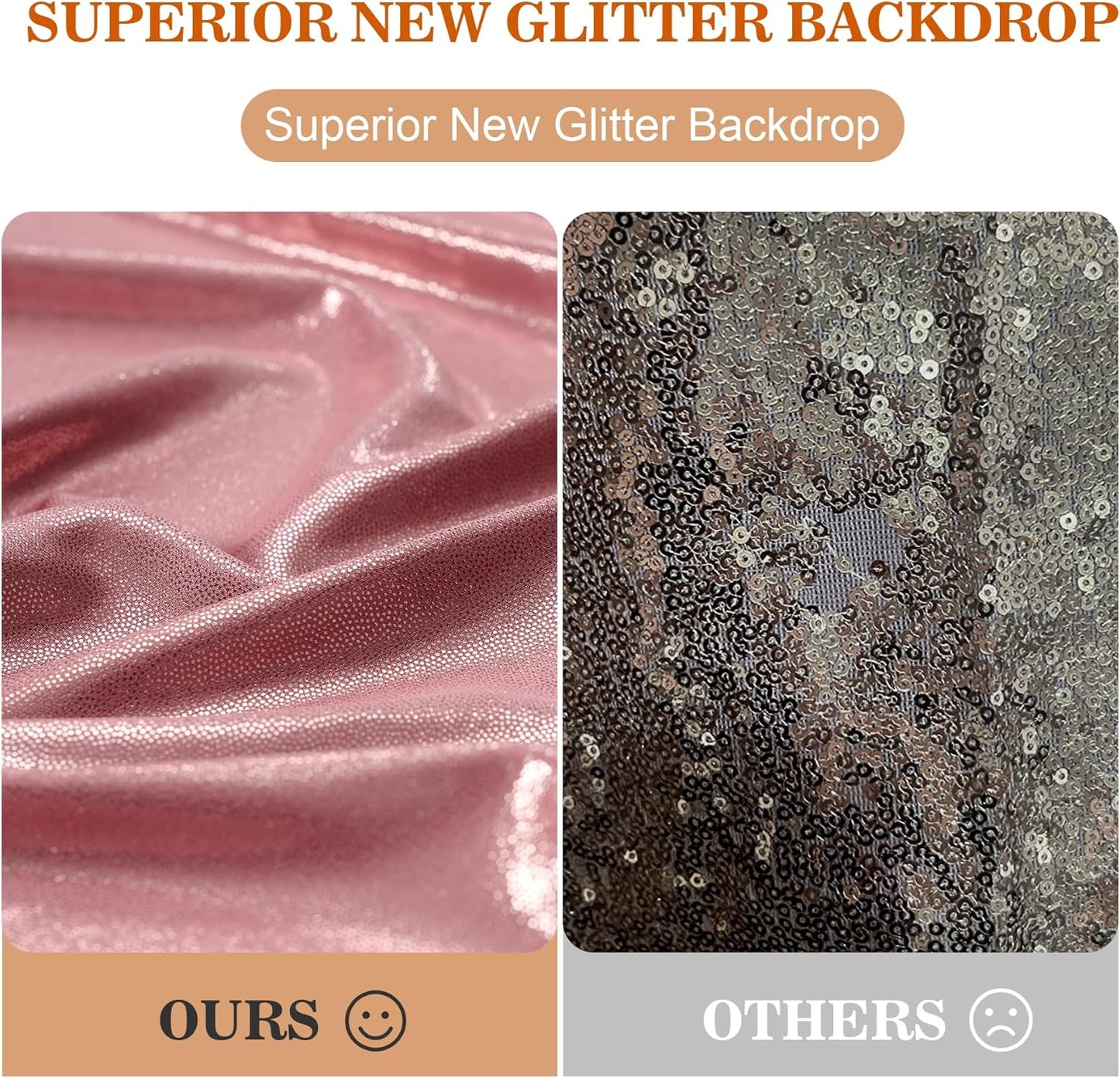 10x10ft Thick Rose Gold Glitter Backdrop Curtain Panels for Parties, Wrinkle Free Sequin Sparking Photo Backdrop Drapes, 2 Panels 5x10ft Shimmer Back Drop Cloth for Wedding Birthday Photography