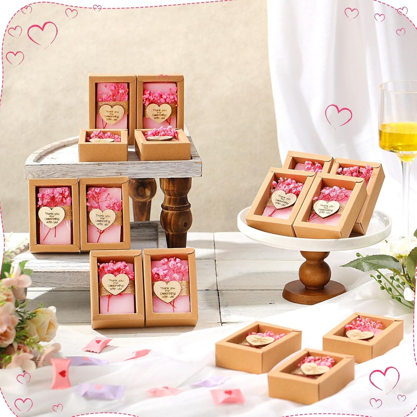 Demissle 30 Pcs Mini Scented Soap Wedding Party Favors Gifts Baby Shower Bridal Shower Handmade Natural Soap Favors for Guests in Bulk for Wedding Souvenirs Engagement Party(Pink)