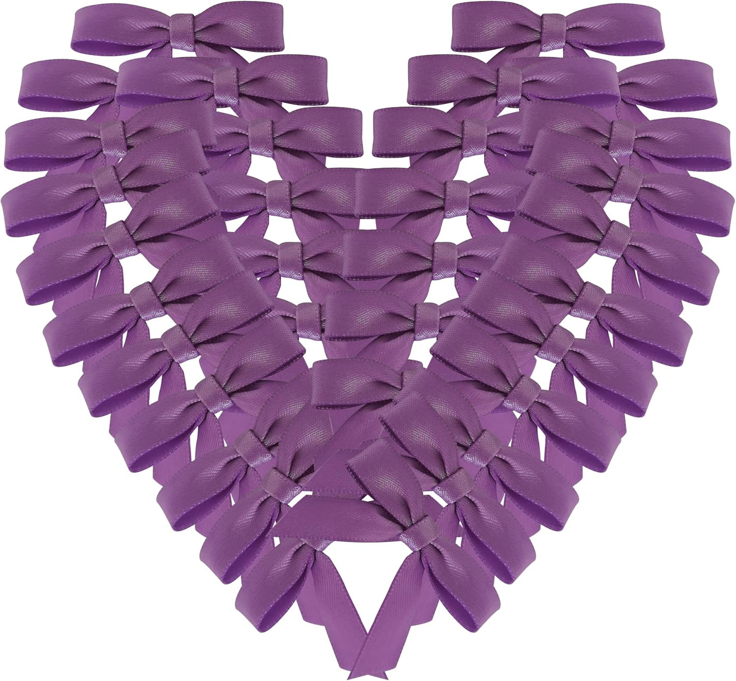 50pcs 1-1/2" Purple Satin Ribbon Bows Without Twist Ties Mini Ribbon Bows for Candy Partiy Decoration Gift Packing&Wrapping Accessoried(Purple)