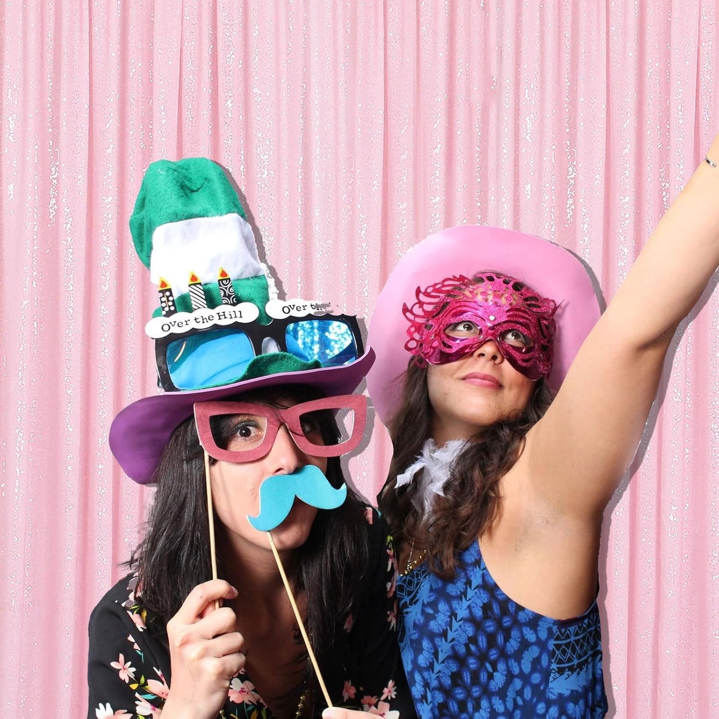 Pink Sequin Backdrop Curtain 8ft x 8ft Baby Shower Backdrop Drapes for Princess Girls Birthday Party Background Decoration