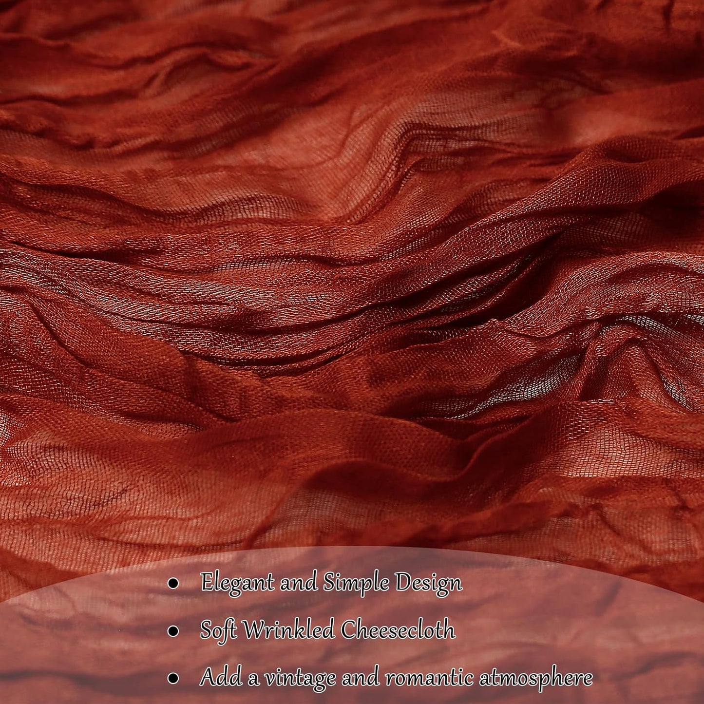 Cheesecloth Table Runner 10FT (35x120 Inch) - 1 Pack Terracotta Boho Gauze Fabric Cheese Cloth Table Runner Rustic Sheer Table Runners Cheesecloth for Wedding, Bridal Shower, Birthday Party Decor