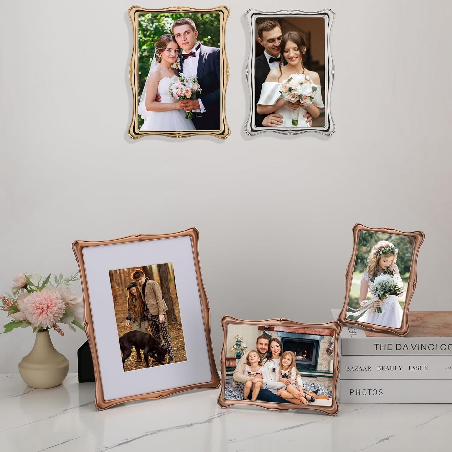 5 x 7'' Premium Alloy Gold Photo Frame - Luxury Display Hi End Décor Picture Frames 7 x 5'' with Velvet Backing,Hi End Décor Metal Frames