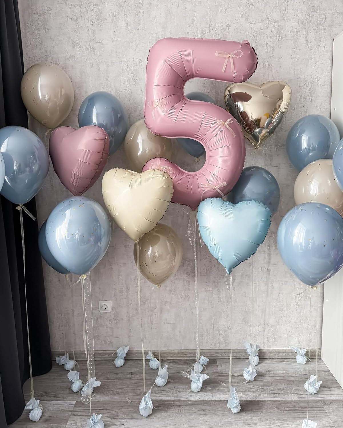 Pink Blue Heart Balloons,12Pcs 18Inch Cream White Baby Pink Blue Heart Shaped Foil Helium Balloons for Baby Shower Birthday Anniversary Wedding Gender Reveal Party Decorations